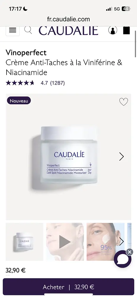 Caudalie Vinoperfect Dark Spot Niacinamide Moisturisier