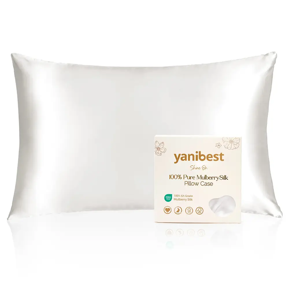Yanibest 22 Momme Silk Luxury Pillowcase Cream White