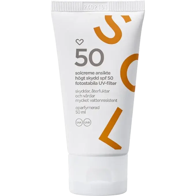 Hjärtats Solcreme Ansikte Oparfymerad SPF 50