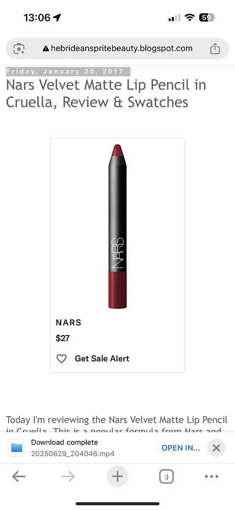 NARS Cosmetics Velvet Matte Lip Pencil Cruella