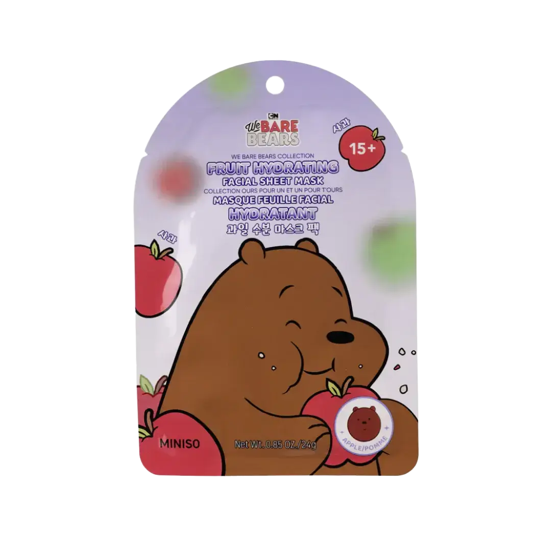 Miniso We Bare Bears Fruit Hydrating Facial Sheet Mask Apple