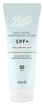 Boots SPF+ Hyaluronic Acid Daily Facial Moisturising Lotion SPF 50