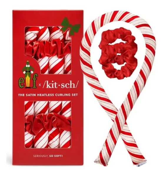 Kitsch Satin Heatless Curling Set Candy Cane