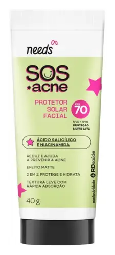 Needs SOS Acne Protetor Solar Facial SPF 70