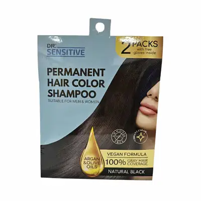 Dr. Sensitive Permanent Hair Color Shampoo Natural Black
