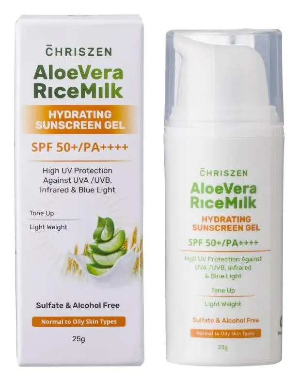Chriszen Aloe Vera Rice Milk Hydrating Sunscreen Gel  SPF 50+ PA++++