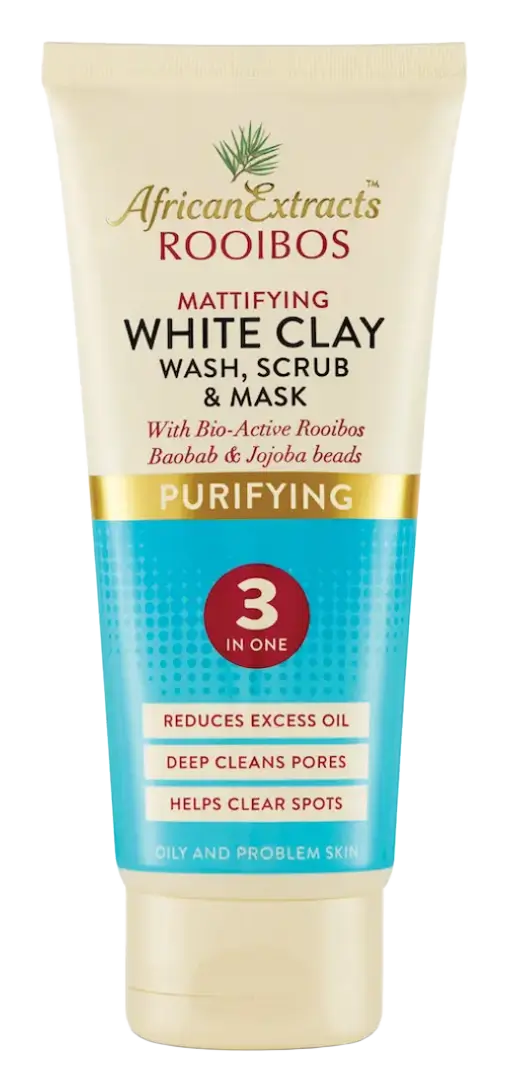 African Extracts Rooibos Skin Care Purifying Mattifying White Clay: Wash, Scrub & Mask