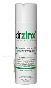 Dr Zinx Organic Mineral Tinted Sunscreen for Acne Prone Skin SPF50 Olive 04