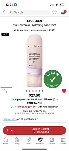 Evereden Multi vitamin hydrating face mist
