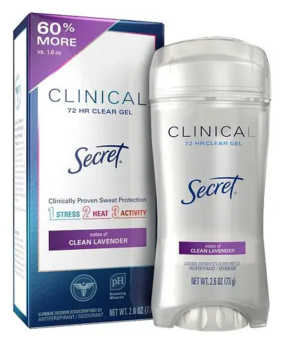 Secret Clinical Strength Clear Gel Antiperspirant Clean Lavender