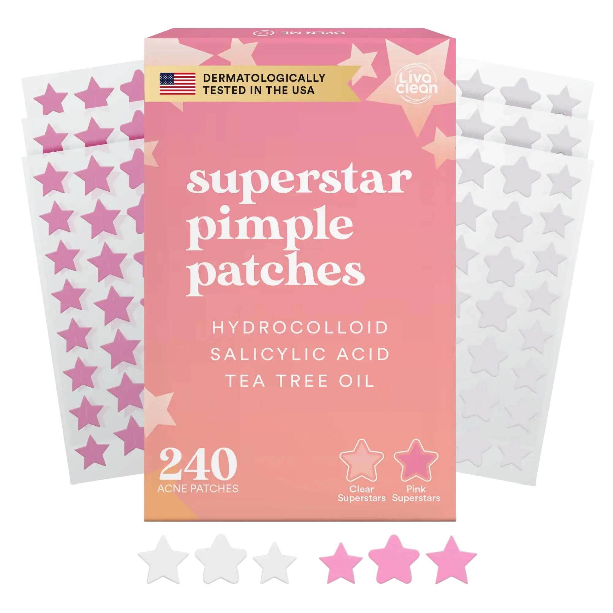 Livaclean Superstar Pimple Patch Clear/Pink Star