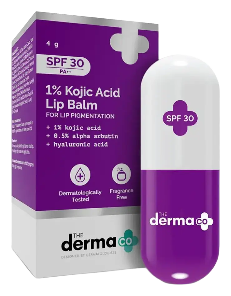The Derma Co 1% Kojic Acid Lip Balm With Alpha Arbutin & Hyaluronic Acid