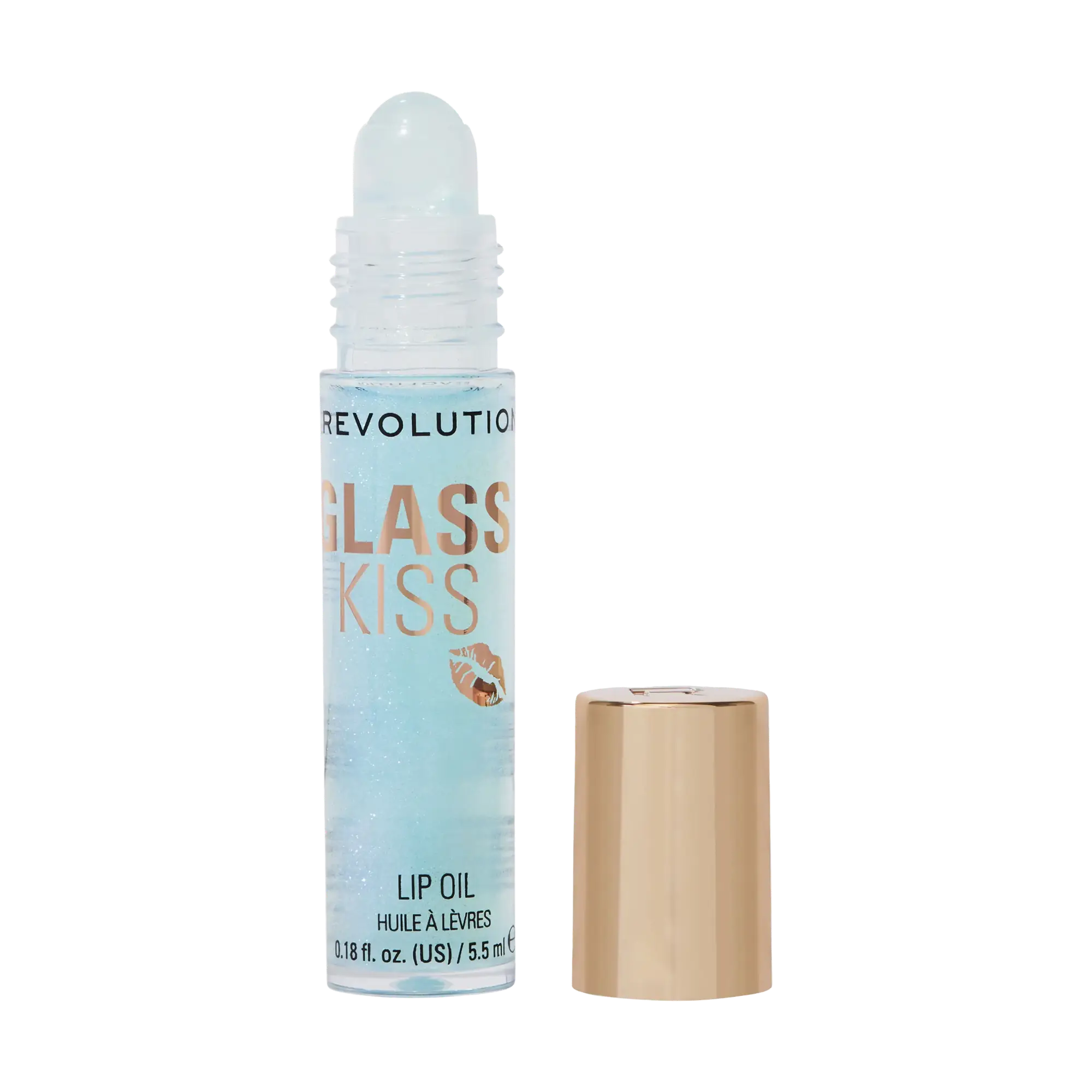 Revolution Beauty Glass Kiss Roller Ball Lip Oil Mermaid Blue Shimmer