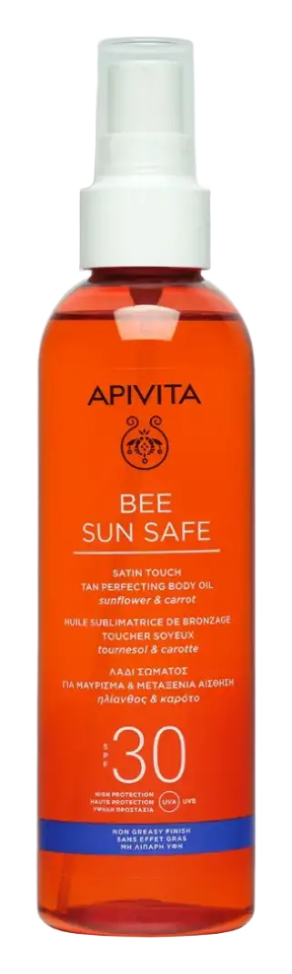 Apivita Natural Cosmetics Satin Touch Tan Perfecting Body Oil SPF30