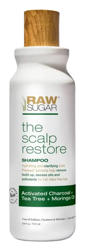 Raw Sugar Shampoo Scalp Restore Activated Charcoal + Tea Tree + Moringa Oil