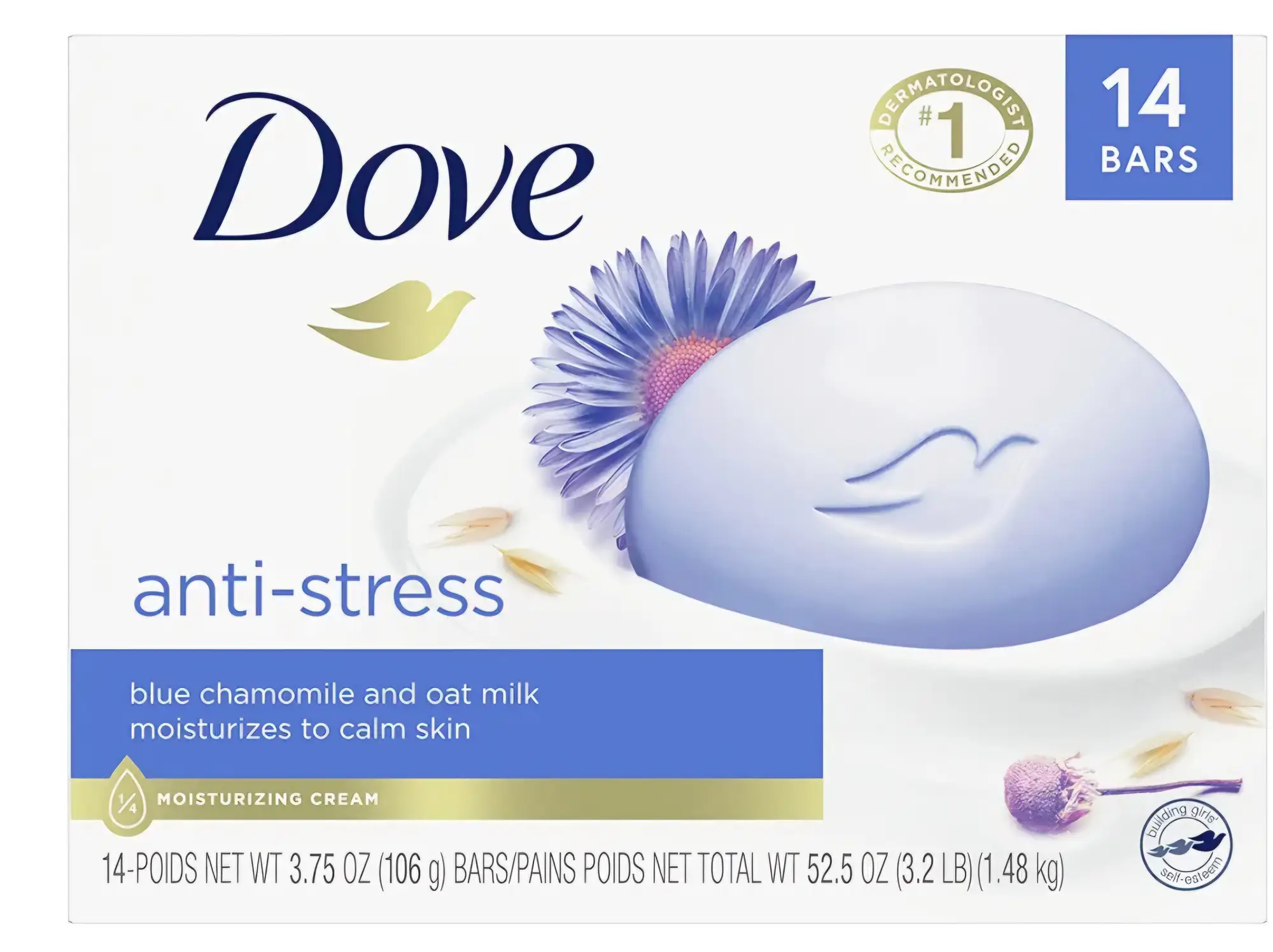 Dove Anti-Stress Beauty Bar Blue Chamomile & Oat Milk