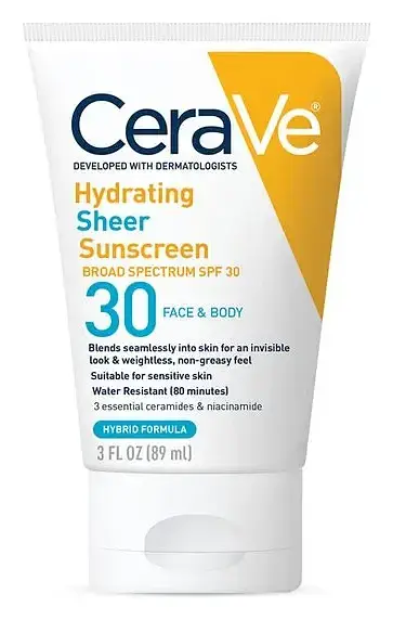 CeraVe Hydrating Sheer Sunscreen Broad Spectrum SPF 30 For Face & Body