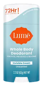 Lume Whole Body Deodorant Invisible Cream Stick Unscented