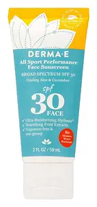 Derma E All Sport Performance Face Sunscreen SPF 30, Cooling Aloe & Cucumber