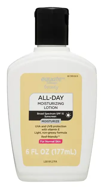 Equate Beauty All Day Moisturizing Sunscreen Lotion for Normal Skin, Broad Spectrum SPF 15